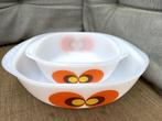 2 Jena glas schalen met pauwenoog., Ophalen of Verzenden, Gebruikt