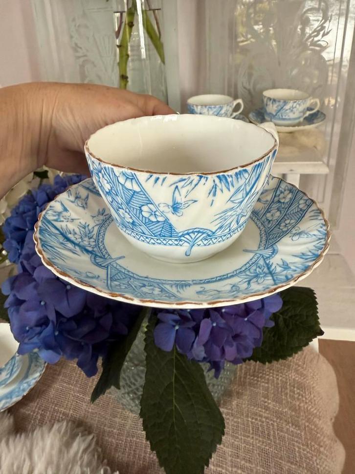 Antieke Engelse kop en schotels, 1890, Antiek en Kunst, Antiek | Servies compleet, Ophalen