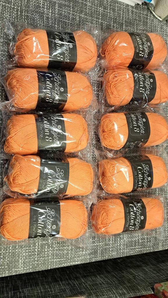 Scheepjes Cotton 8 - Oranje Katoengaren, Ophalen of Verzenden, Nieuw, Breien of Haken, Wol of Garen