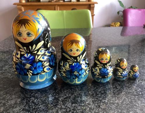 Baboesjka, Matroesjka, Rusland, blauw, vintage, Verzamelen, Poppetjes en Figuurtjes, Gebruikt, Ophalen
