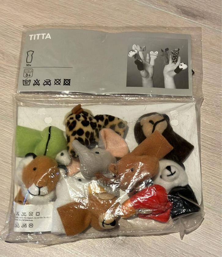 Nieuw IKEA Titta vingerpoppetjes 10 stuks jungle dieren, Kinderen en Baby's, Speelgoed | Knuffels en Pluche, Nieuw, Overige typen