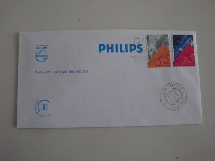 Speciale eerstedagenvelop / FDC Philips 100 jaar 1991, Postzegels en Munten, Postzegels | Eerstedagenveloppen, Onbeschreven, Nederland