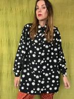 Vintage blouse / shirt- zwart/wit - stippen - 40/L, Kleding | Dames, Maat 38/40 (M), Zwart, Ophalen of Verzenden, HGV