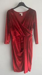 Fluwelen jurk lange mouwen burgundy 36/38, Ophalen, Zo goed als nieuw, Overige kleuren, Onder de knie