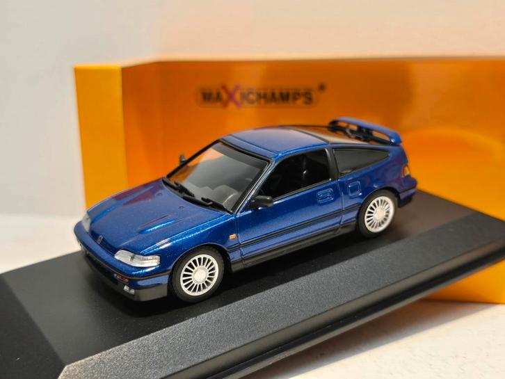 Honda CR-X Coupe - Blauw metallic - 1:43 Maxichamps, Hobby en Vrije tijd, Modelauto's | 1:43, Zo goed als nieuw, Auto, MiniChamps