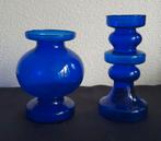 Vintage vaas, Ingrid Glas, Glashutte Duitsland kobaltblauw, Blauw, Ophalen of Verzenden, Minder dan 50 cm, Glas