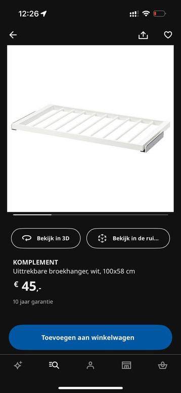 Komplement uitrekbare broekenhanger incl. Rails