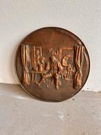 Vintage bronzen emaille plaat, Antiek en Kunst, Antiek | Koper en Brons, Ophalen, Brons