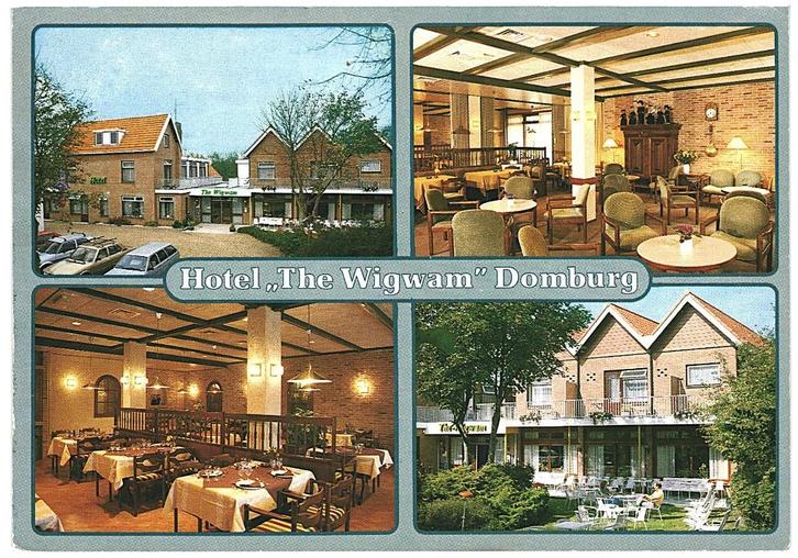 908475	Domburg	hotel	de Wigwam	Postzegel afgeweekt, Verzamelen, Ansichtkaarten | Nederland, Gelopen, Zeeland, Ophalen of Verzenden