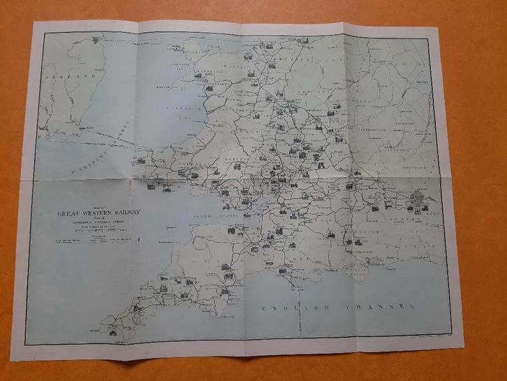 oude plattegrond Great Western Railway, 1925, Engeland, Boeken, Atlassen en Landkaarten, Zo goed als nieuw, Landkaart, Verenigd Koninkrijk