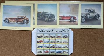 Map met in kleur getekende platen old-timers, Oldtimer-Album beschikbaar voor biedingen