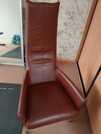 Bruin leren fauteuil met craquelé, Huis en Inrichting, Stoelen, Ophalen, Gebruikt, Bruin, Leer