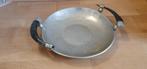 metalen schaal met horengrepen vintage, Overige materialen, Gebruikt, Schaal, Rond