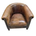 Schapenleren club fauteuil nette staat + BEZORGING GRATIS, Gebruikt, Chesterfield, Ophalen of Verzenden, Leer