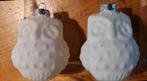 2 Kerstornamenten uil uiltje wit matglas, Diversen, Kerst, Ophalen of Verzenden, Zo goed als nieuw