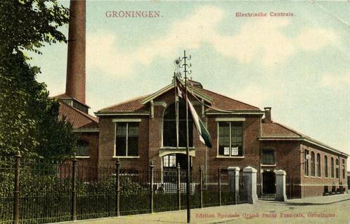Groningen. - Electrische Centrale. - 1908 gelopen, Verzamelen, Ansichtkaarten | Nederland, Gelopen, Groningen, Voor 1920, Verzenden