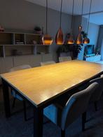 Mangohouten eettafel 220x100 cm met stalen poten, Huis en Inrichting, Tafels | Eettafels, Ophalen, 50 tot 100 cm, Vijf personen of meer