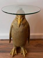 Staande gouden pinguïn tafel met glasplaat +/- 50cm hoog, Antiek en Kunst, Ophalen of Verzenden
