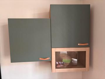 IKEA Hangkast Groen/Grijs met Vitrine beschikbaar voor biedingen