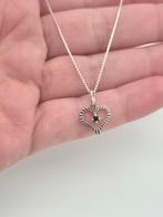 Zilveren ketting met rode steen hanger, Gebruikt, Verzenden, Met edelsteen, Zilver
