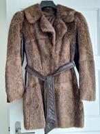 Bruine bontjas met leren details M, Maat 38/40 (M), Bruin, Ophalen of Verzenden, Onbekend