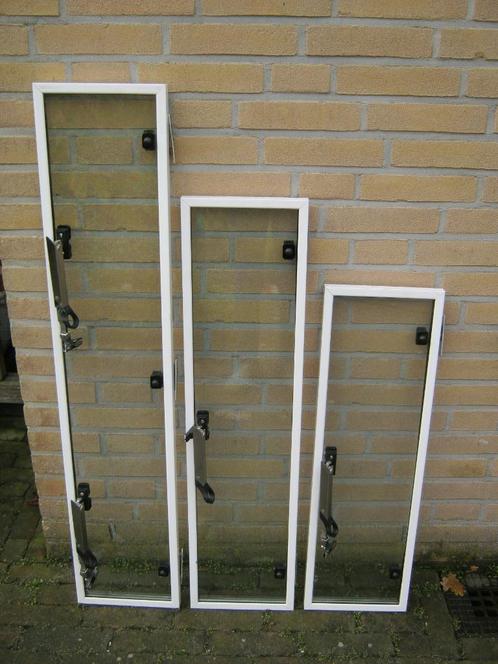 3 hardglazen klepramen/klapramen wit aluminium isolatieglas, Doe-het-zelf en Verbouw, Glas en Ramen, Zo goed als nieuw, Gevelraam of Ruit