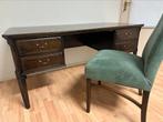 Massief houten, handgemaakt bureau met stoel, Ophalen, Zo goed als nieuw, Bureau