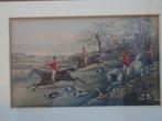 litho jachttafereel dravende ruiters te paard, CA Fesch 1890, Verzenden