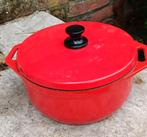 Vintage new old stock EMALCO gietijzer pan kersenrood (G152), Gietijzer, Nieuw, Ophalen of Verzenden, Keramische plaat