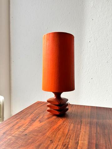 Space age houten tafellamp oranje beschikbaar voor biedingen