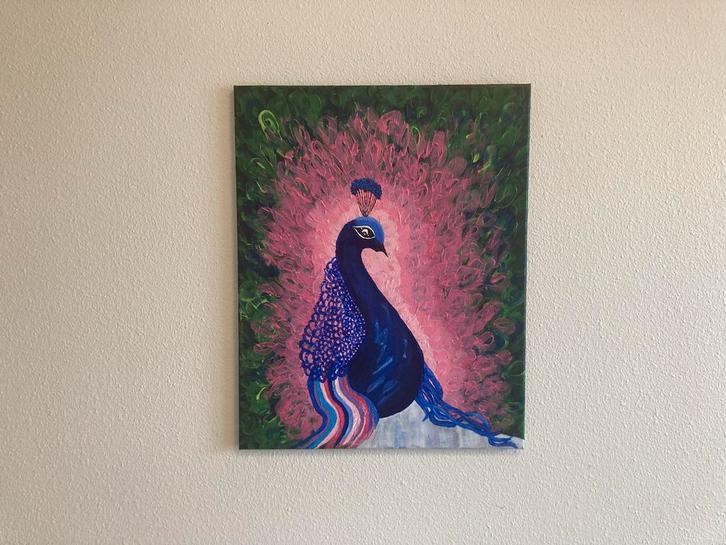 Pauw Schilderij - Handgemaakt Kunstwerk, Antiek en Kunst, Kunst | Schilderijen | Klassiek, Ophalen of Verzenden