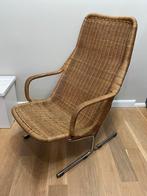 Dirk van Sliedregt Rotan Stoel met chrome - Jaren 60 Design, Ophalen, Gebruikt, Bruin, Riet of Rotan