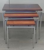 Vintage deels chromen mimiset, nesting tables, 1960-1970's, Ophalen, Minder dan 55 cm, Gebruikt, Vintage