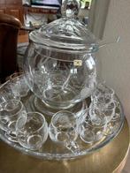 Kristallen handgeslepen bowl set met distel motief., Antiek en Kunst, Antiek | Glas en Kristal, Ophalen