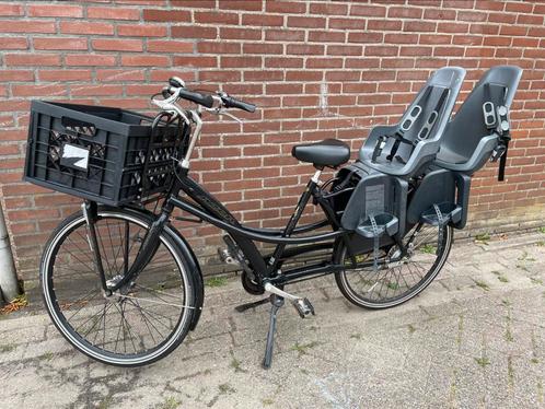 Azor tweelingfiets inclusief 2 kinderzitjes, Fietsen en Brommers, Fietsen | Dames | Moederfietsen, Zo goed als nieuw, Overige merken