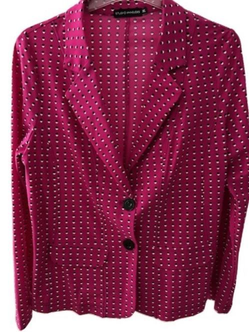 Studio Anneloes jasje roze - zwart witte stip XL travelstof, Kleding | Dames, Jasjes, Kostuums en Pakken, Zo goed als nieuw, Jasje