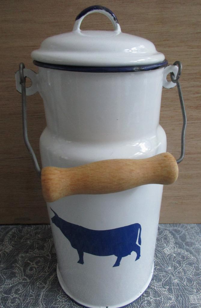 nieuw wit emaille melkemmertje met koe, Antiek en Kunst, Antiek | Emaille, Ophalen of Verzenden