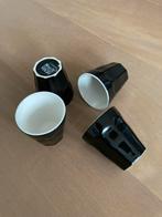 4 espresso bekers zwart, Ophalen of Verzenden, Zo goed als nieuw, Overige stijlen, Kop(pen) en/of Schotel(s)