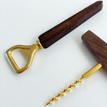 set vintage Deens design OPENERS palissander messing bar-set beschikbaar voor biedingen