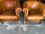 Set vintage schapenleren clubfauteuils., Huis en Inrichting, Fauteuils, Ophalen, ., Leer, .