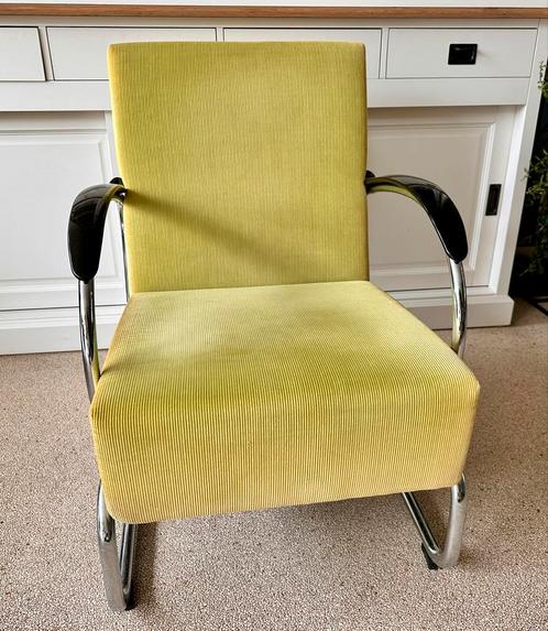 Gispen 407 appel groen, Huis en Inrichting, Fauteuils, Gebruikt, Stof, Ophalen