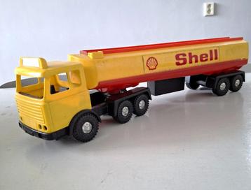 grote vintage truck met oplegger Shell jaren 60 retro beschikbaar voor biedingen