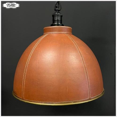 Stijlvolle lederen hanglamp / Merk Qazqa / snoer en ketting, Huis en Inrichting, Lampen | Hanglampen, Gebruikt, Minder dan 50 cm