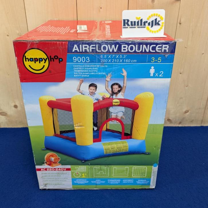 Happy hop springkussen met pomp voor kids 3-5 jaar 200x210, Kinderen en Baby's, Speelgoed | Buiten | Trampolines, Zo goed als nieuw