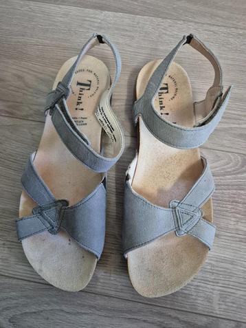 Sch97 - Beige leren Think! Sandalen maat 40 (1) beschikbaar voor biedingen