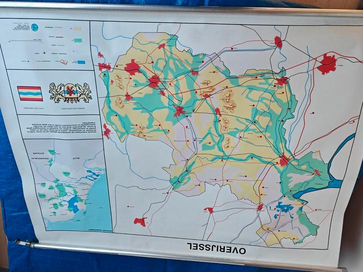 Grote landkaart Overijssel, Antiek en Kunst, Curiosa en Brocante, Ophalen of Verzenden