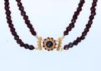 Prachtige Granaat Collier met Gouden Sluiting 14K, Ophalen of Verzenden, Zo goed als nieuw, Goud, Goud