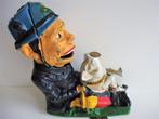 Gietijzeren mechanische spaarpot agent veldwachter & varken, Antiek en Kunst, Ophalen of Verzenden