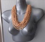 Manouk - meerstrengen ketting buisjes, Sieraden, Tassen en Uiterlijk, Kettingen, Overige materialen, Verstelbaar, Verzenden, Beige