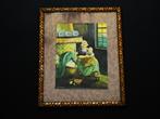 Originele nostalgische prent moeder en kind in oude lijst, Antiek en Kunst, Ophalen of Verzenden